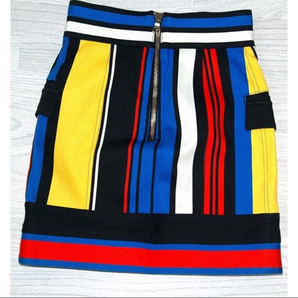 Authentic Balmain Multicoloured Stripe Denim Mini Skirt - Picture 6 of 10